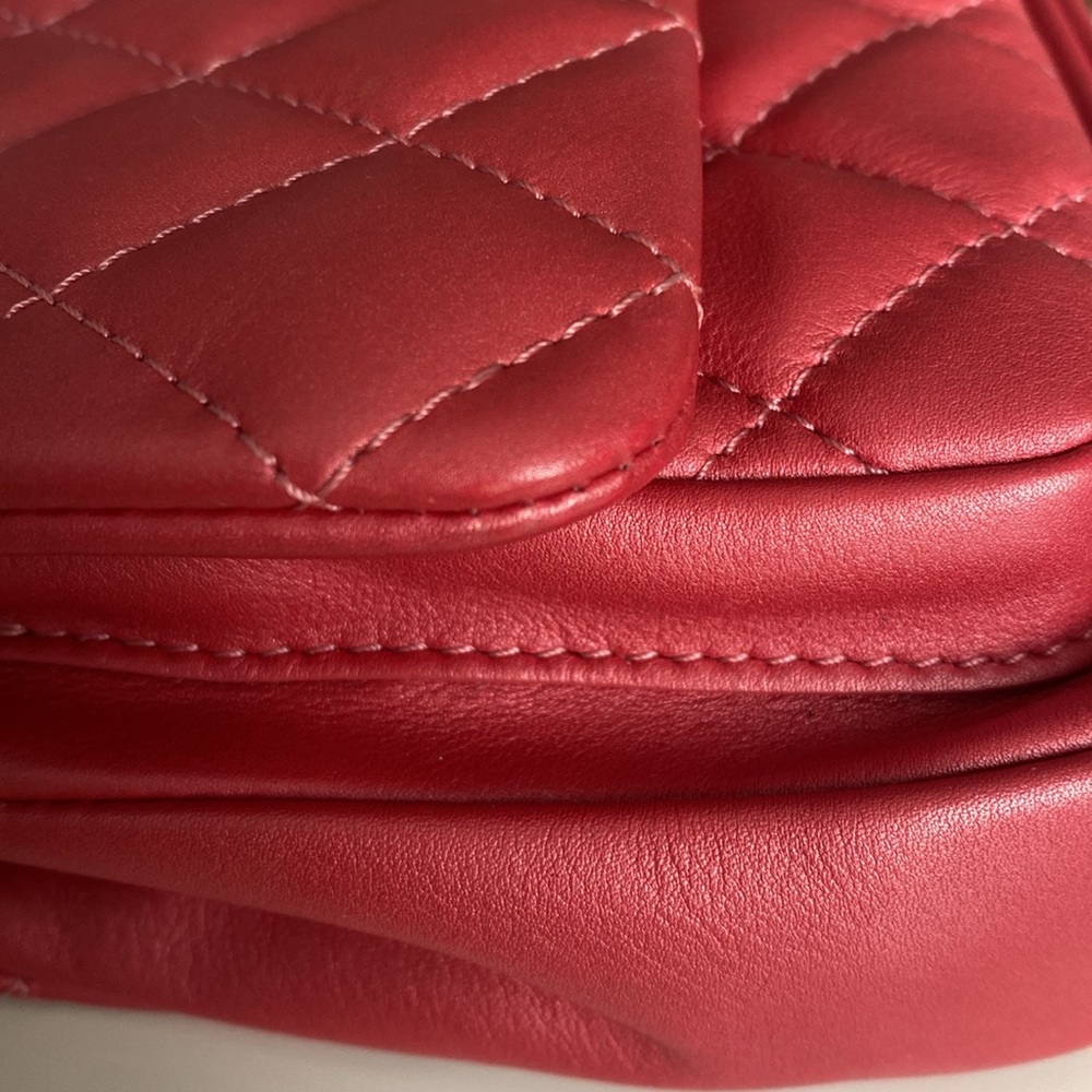 CHANEL Front Pocket Top Handle Flap Bag Quilted Calfskin Mini Pink - Picture 11 of 15